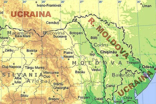 Fyzická mapa Moldavska