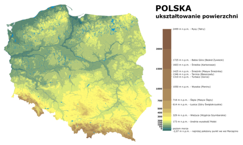 Fyzická mapa Polska