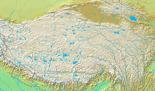 Fyzická mapa Tibetu