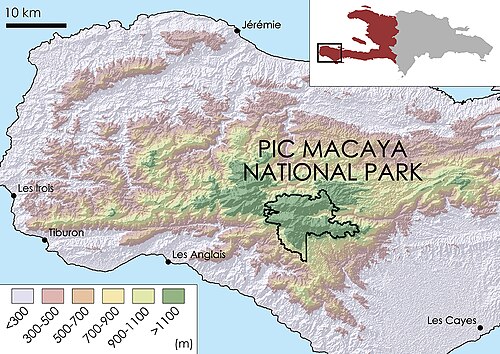 Topografická mapa NP Pic Macaya