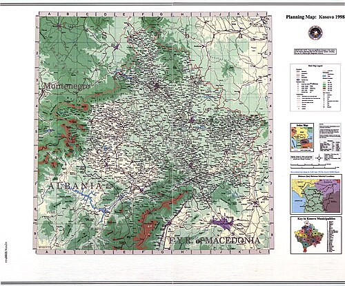 Plánovací mapa Kosovo 1998