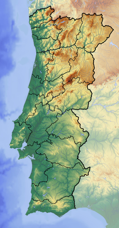 Mapa polohy Portugalska - topografická