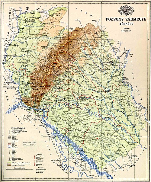 Mapa hrabství Pozsony
