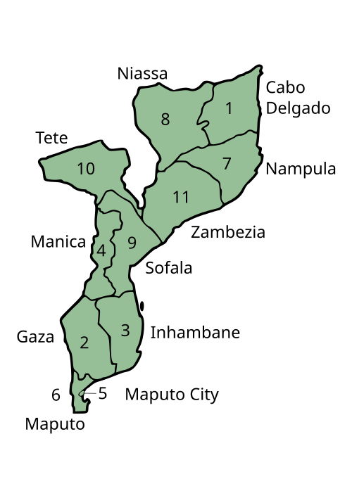 Provincie Mozambiku s popisky