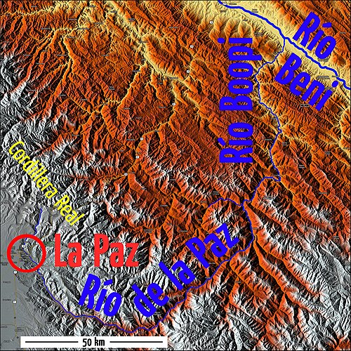 Mapa řeky Paz