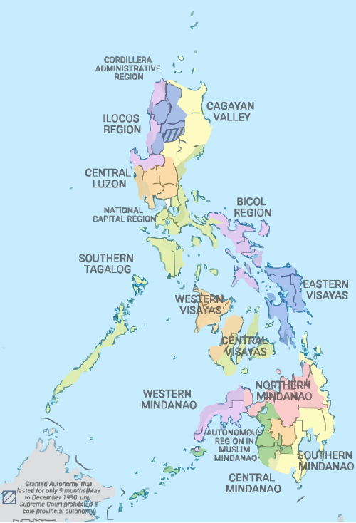 Oblasti Filipín 1990