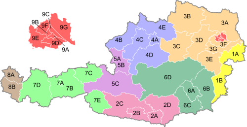 Regionální volební obvody Rakousko 2013