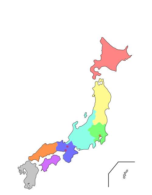 Regiony a prefektury Japonska