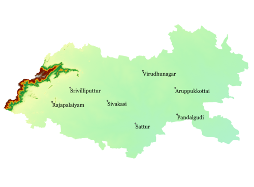 Reliéfní rysy v okrese Virudhunagar