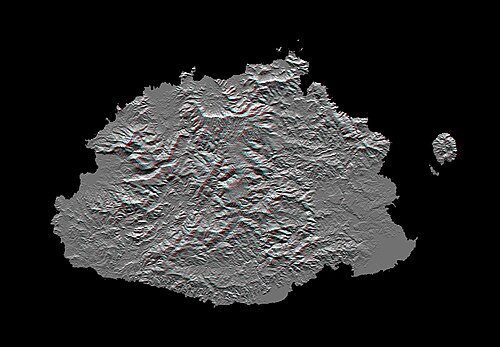 Reliéfní mapa Fidžijských ostrovů