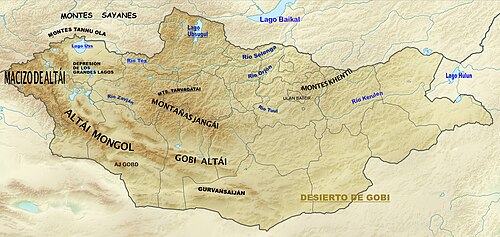 Reliéfní mapa Mongolska 3