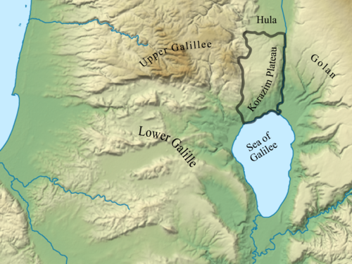 Reliéfní mapa Ramat Korazim