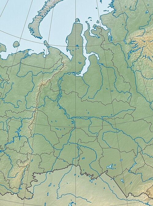 Mapa reliéfu Urálského federálního okruhu