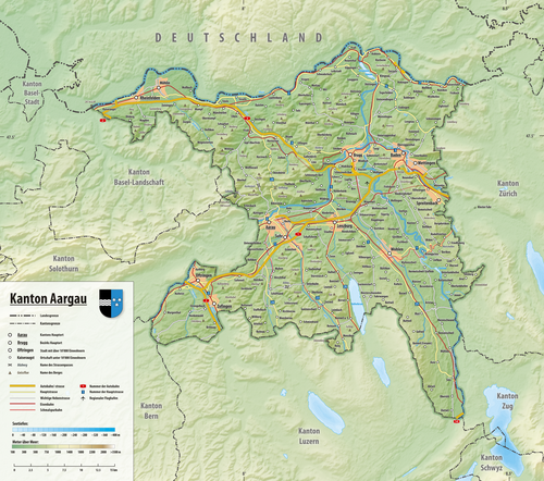 Reliéfní mapa Aargau