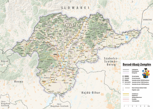 Reliéfní mapa Borsod-Abaúj-Zemplén 2025