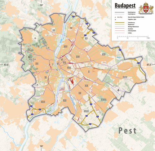 Reliéfní mapa Budapešť 2025