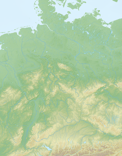 Reliéfní mapa Německa bez hranic