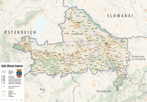 Reliéfní mapa Győr-Moson-Sopron 2025