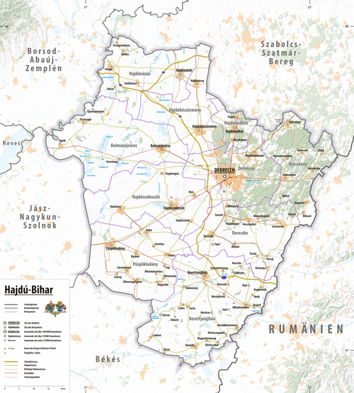 Reliéfní mapa Hajdú-Bihar 2025