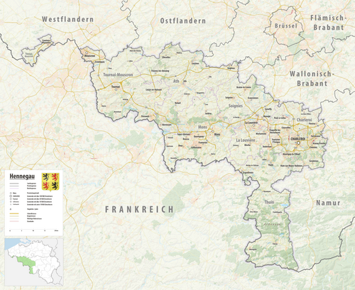 Reliéfní mapa provincie Henegava 2024