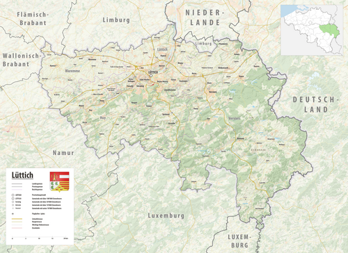 Reliéfní mapa provincie Lutych 2024