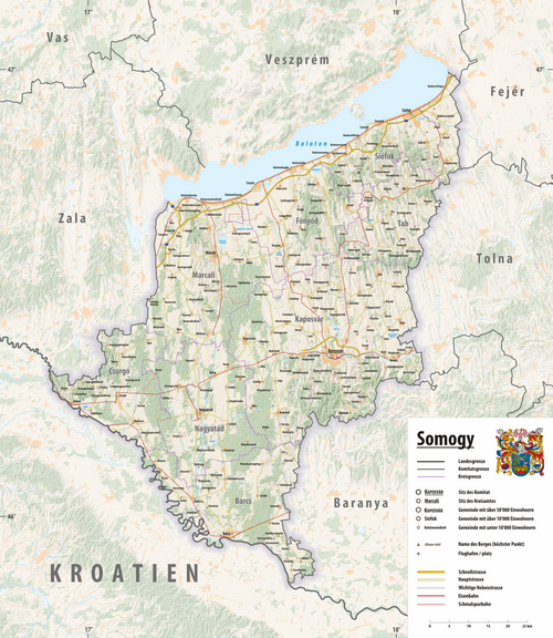 Reliéfní mapa Somogy 2025