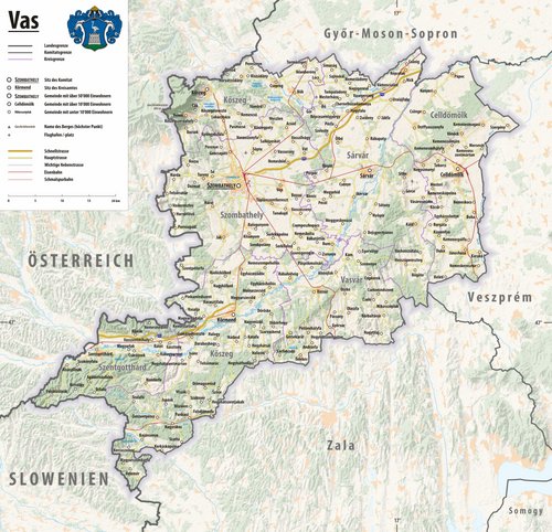 Reliéfní mapa Vas 2025