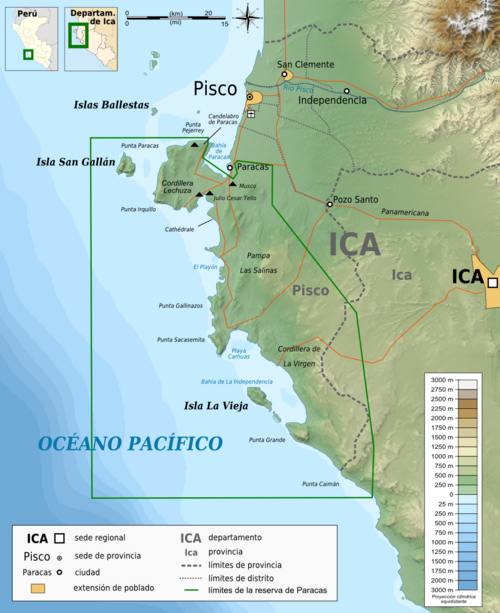 Topografická mapa Paracas