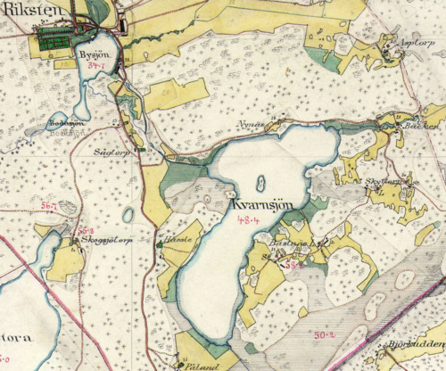 Mapa jezu Rikstens kvarnsjö 1901