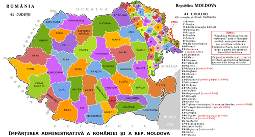 Rumunsko a Moldavsko - administrativa