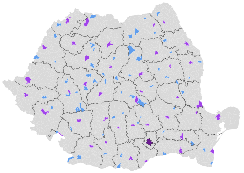 Mapa měst Rumunska