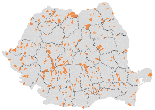 Mapa městeček Rumunska