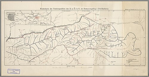 Mapa tras expedice Pamíru