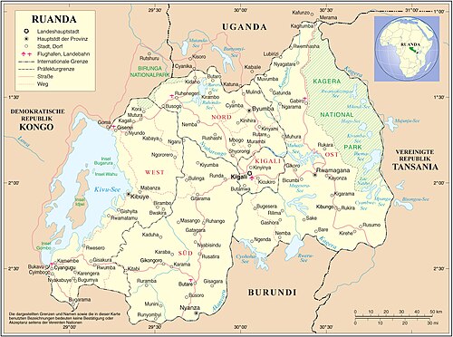 Ruanda německá mapa OSN s novou strukturou