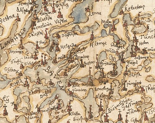 Mapa Sörmland 1625 Båven