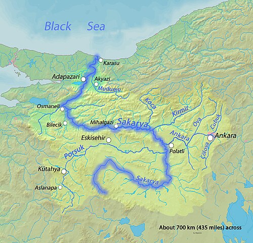 Mapa řeky Sakarya