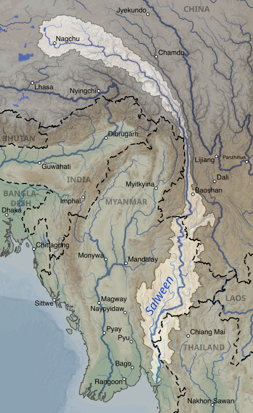 Mapa povodí řeky Salween
