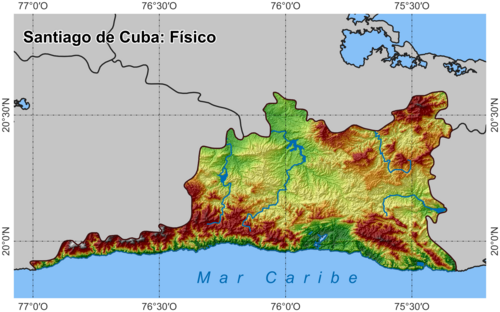 Santiago de Cuba. Fyzická mapa