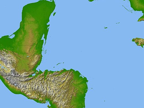 Satelitní radarová topografie Guatemaly