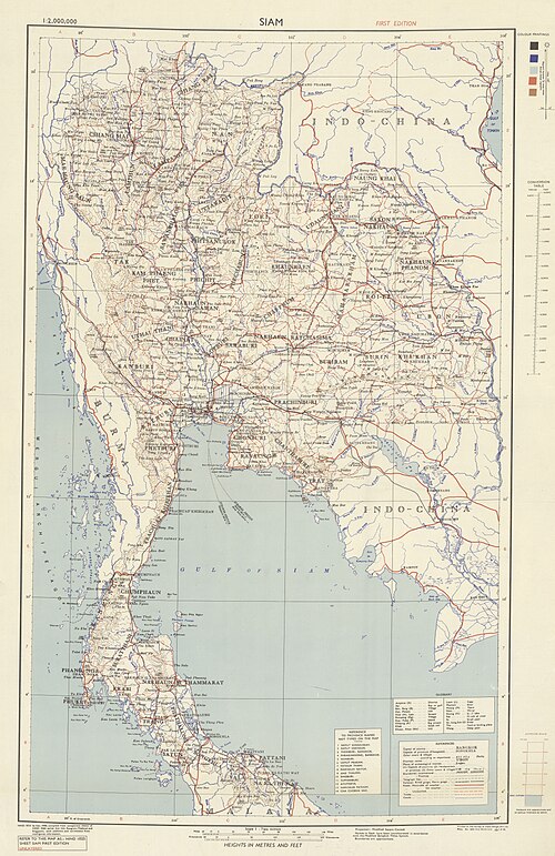 Mapa Siamu 1946 (Thajsko)