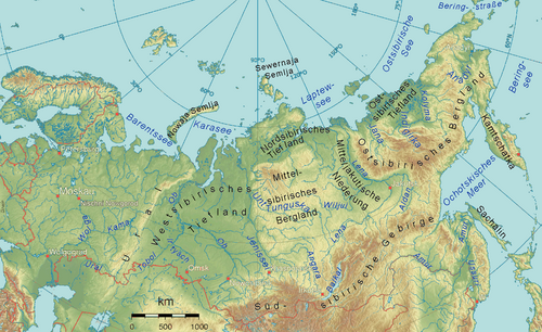 Sibiř topografická mapa 2