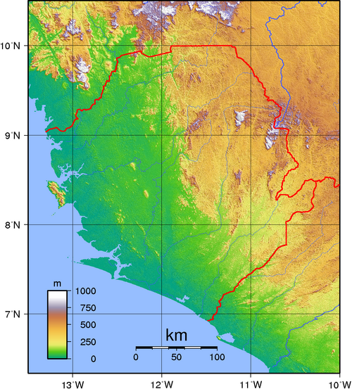 Topografie Sierra Leone