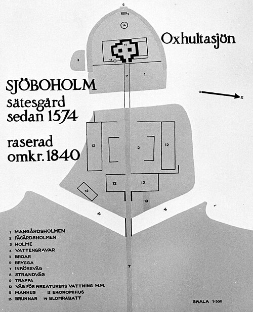 Sjöboholm. Mapa vesnické usedlosti