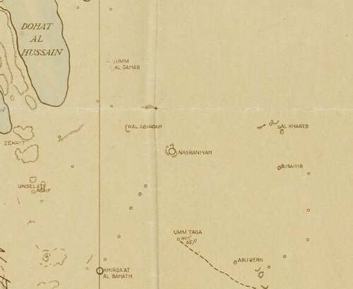 Skicovná mapa Kataru a Bahrajnu v roce 1933