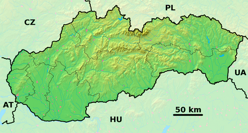 Slovensko - fyzická mapa