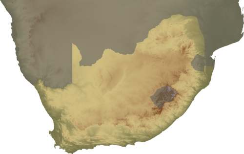 Topografická mapa Jih. Afriky - pevnina