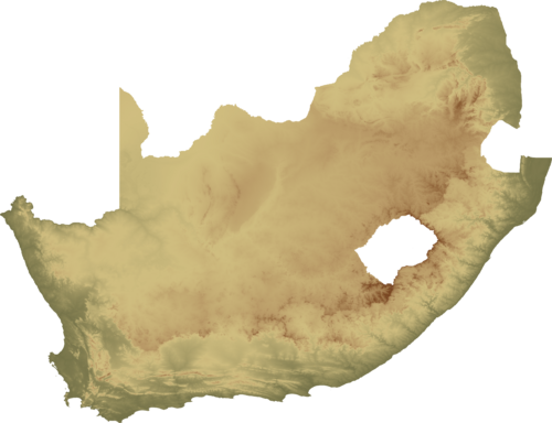 Topografická mapa Jih. Afriky - ostrov