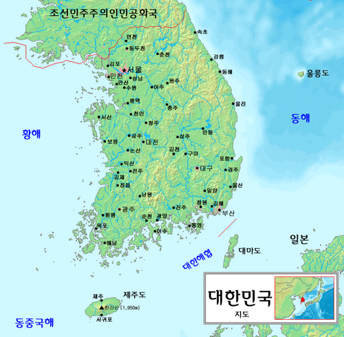 Mapa Jižní Koreje - ko