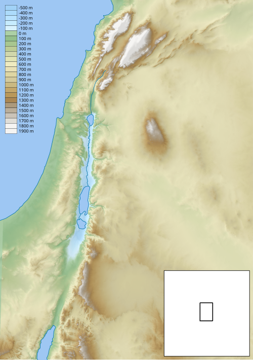 Topografická mapa jižního Levantu