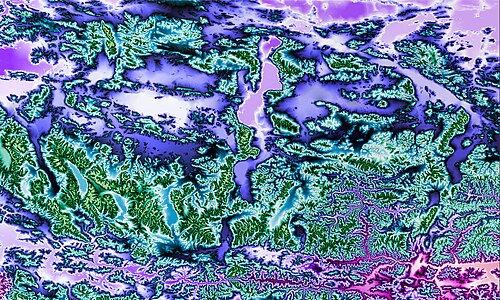 Jižní Tibet 29-32°S 84-89°V Topo Rainbow